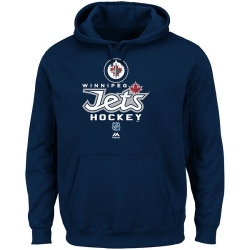 NHL Majestic Winnipeg Jets Critical Victory Pullover Hoodie Sweatshirt - Navy Blue