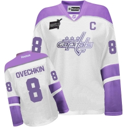 Alex Ovechkin Women's Reebok Washington Capitals Authentic White/Purple Thanksgiving Edition NHL Jersey
