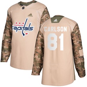 Adam Carlson Youth Adidas Washington Capitals Authentic Camo Veterans Day Practice Jersey