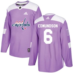 Joel Edmundson Men's Adidas Washington Capitals Authentic Purple Fights Cancer Practice Jersey