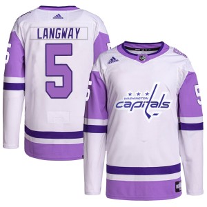 Rod Langway Men's Adidas Washington Capitals Authentic White/Purple Hockey Fights Cancer Primegreen Jersey