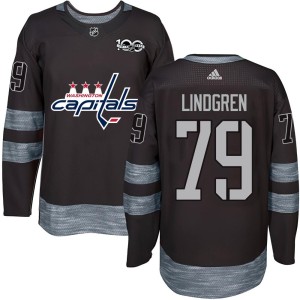 Charlie Lindgren Youth Washington Capitals Authentic Black 1917-2017 100th Anniversary Jersey