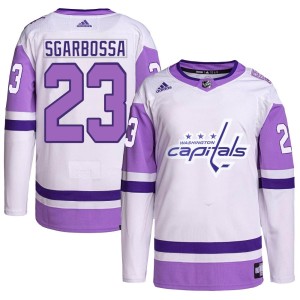 Michael Sgarbossa Youth Adidas Washington Capitals Authentic White/Purple Hockey Fights Cancer Primegreen Jersey