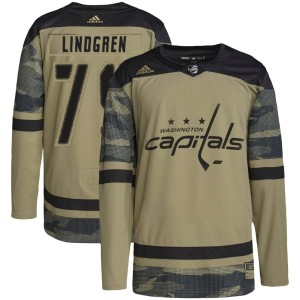 Charlie Lindgren Youth Adidas Washington Capitals Authentic Camo Military Appreciation Practice Jersey