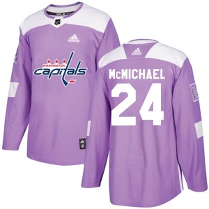 Connor McMichael Men's Adidas Washington Capitals Authentic Purple Fights Cancer Practice Jersey