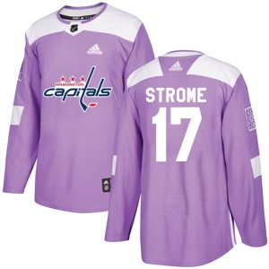 Dylan Strome Men's Adidas Washington Capitals Authentic Purple Fights Cancer Practice Jersey