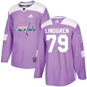 Charlie Lindgren Youth Adidas Washington Capitals Authentic Purple Fights Cancer Practice Jersey
