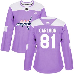 Adam Carlson Women's Adidas Washington Capitals Authentic Purple Fights Cancer Practice Jersey