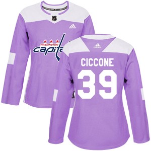 Enrico Ciccone Women's Adidas Washington Capitals Authentic Purple Fights Cancer Practice Jersey