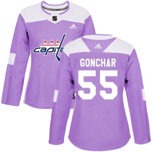 Sergei Gonchar Women's Adidas Washington Capitals Authentic Purple Fights Cancer Practice Jersey