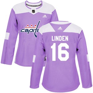 Trevor Linden Women's Adidas Washington Capitals Authentic Purple Fights Cancer Practice Jersey