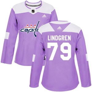 Charlie Lindgren Women's Adidas Washington Capitals Authentic Purple Fights Cancer Practice Jersey