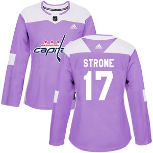 Dylan Strome Women's Adidas Washington Capitals Authentic Purple Fights Cancer Practice Jersey