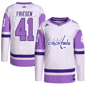 Jeff Friesen Men's Adidas Washington Capitals Authentic White/Purple Hockey Fights Cancer Primegreen Jersey