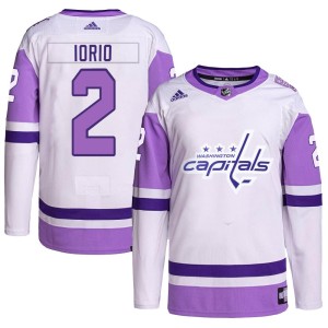Vincent Iorio Men's Adidas Washington Capitals Authentic White/Purple Hockey Fights Cancer Primegreen Jersey