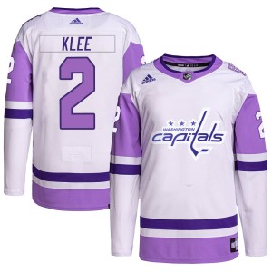 Ken Klee Men's Adidas Washington Capitals Authentic White/Purple Hockey Fights Cancer Primegreen Jersey