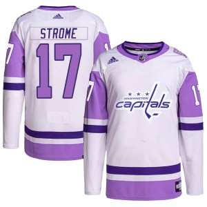 Dylan Strome Youth Adidas Washington Capitals Authentic White/Purple Hockey Fights Cancer Primegreen Jersey
