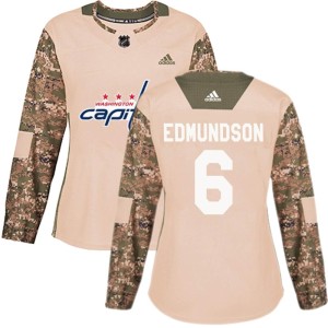 Joel Edmundson Women's Adidas Washington Capitals Authentic Camo Veterans Day Practice Jersey